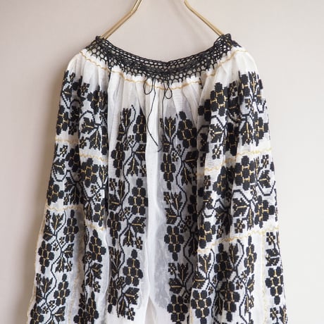 50s romanian sheer embroidered blouse