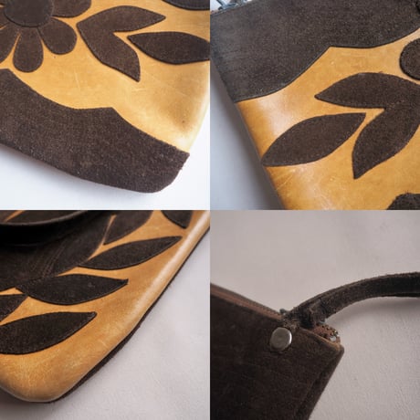 70s〜 leather floral mini bag