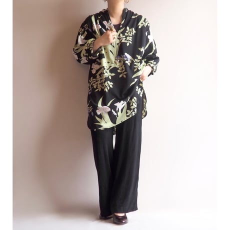 70s "Teddi of California" botanical tunic blouse