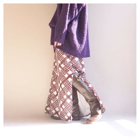 70s ”Nelly de Grab" metallic plaid maxi skirt