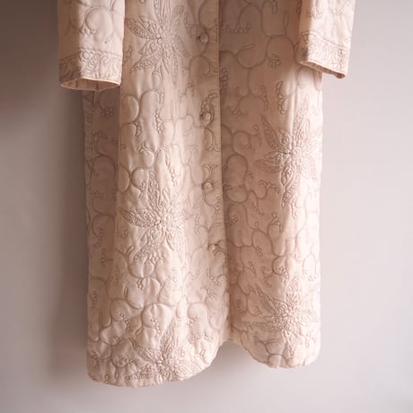 60〜70s "Selber Bros" floral quilted maxi robe