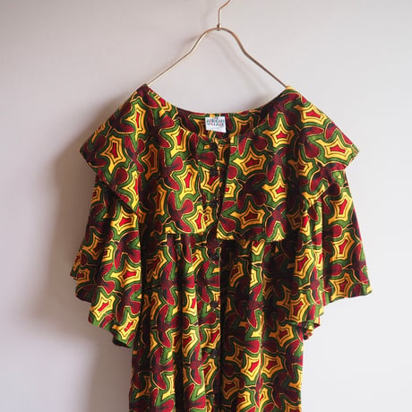 "The African Village" big collar tunic dress (YE×RD）