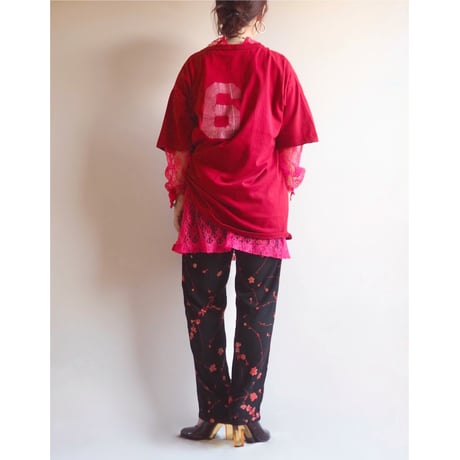80s〜 vivid pink lace blouse