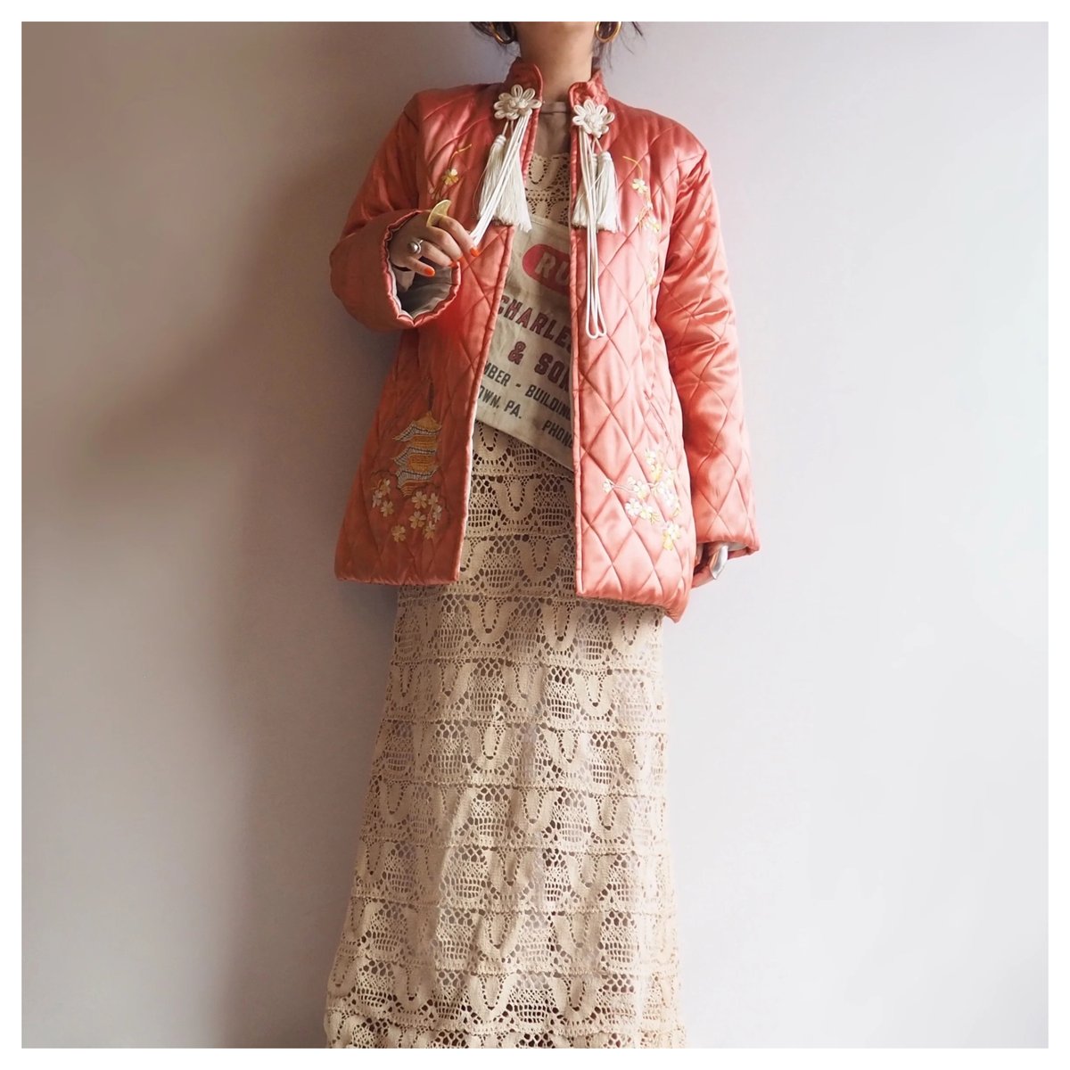 50〜60s chinese embroidered quilt jacket (CP) |
