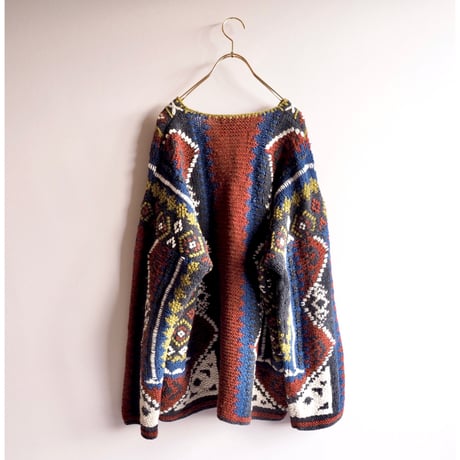 70s wool v-neck oversized design sweater