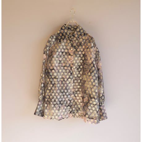 60〜70s "Contessa Monique by Florence Alper" metallic floral blouse