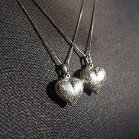 vintage silver925 puffy heart necklace
