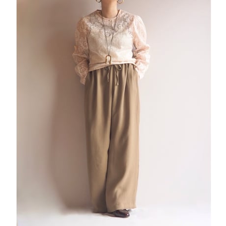 70〜80s puff sleeve lace blouse