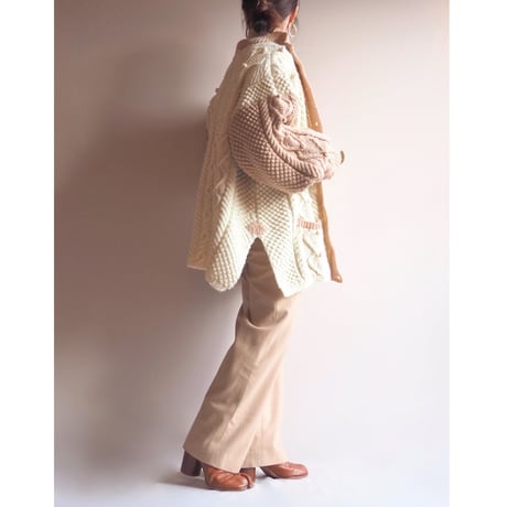 vintage bi color cable design cardigan