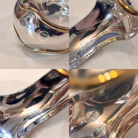 vintage "LATON" Mexican silver × brass wave cuff bangle