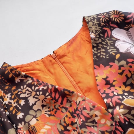70s flare sleeve floral sheer maxi dress