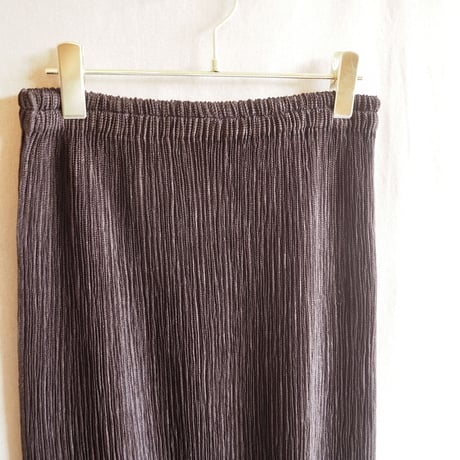 dark brown micro pleated maxi skirt