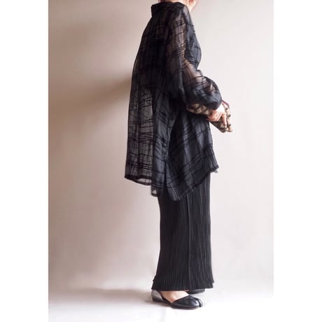 black micro pleated maxi skirt