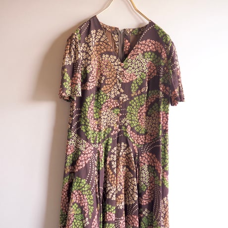 70s〜 s/s floral midi dress