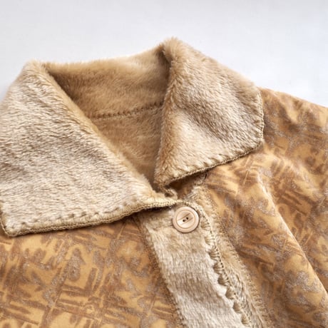 70s faux fur × velvet design coat