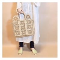 boho rattan square × circle bag