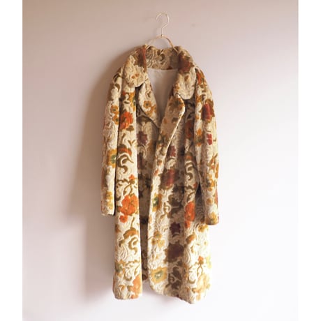 60s〜 beige floral tapestry coat