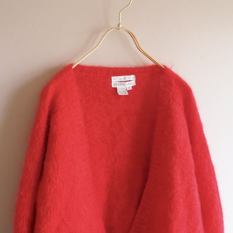 vintage red mohair cropped cardigan