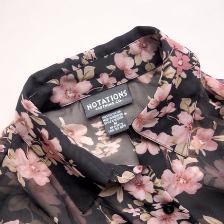 "Notations" black sheer floral blouse