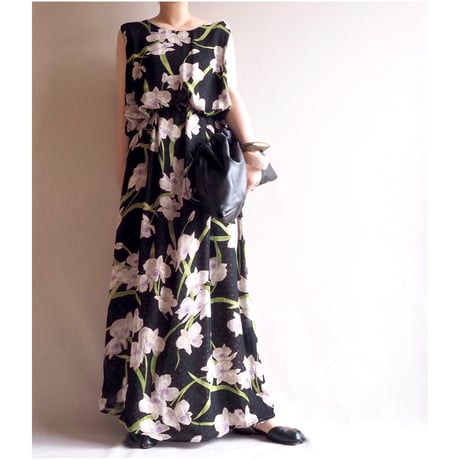 90s rayon reversible orchid sleeveless maxi dress