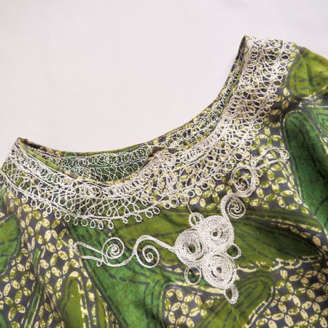 vintage african batik embroidered blouse