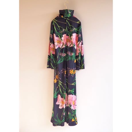 70s floral jersey turtleneck maxi dress