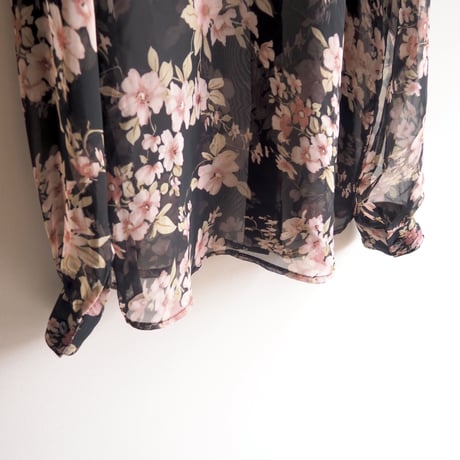"Notations" black sheer floral blouse