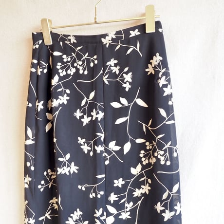 vintage black floral maxi skirt