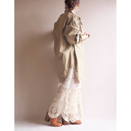 original remake lace patchwork maxi skirt 【B】