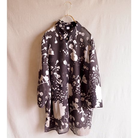 vintage brown sheer floral blouse