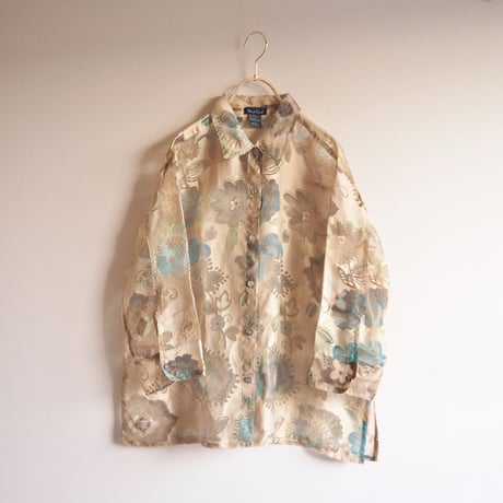 "West End" abstract floral sheer blouse