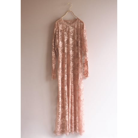80s〜 tulle lace maxi dress