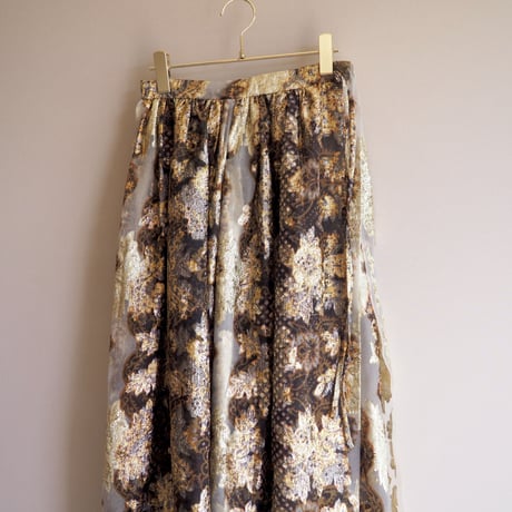 70s floral metallic wrap maxi skirt