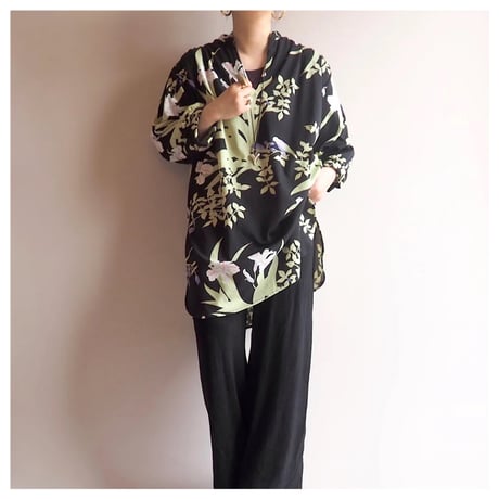 70s "Teddi of California" botanical tunic blouse