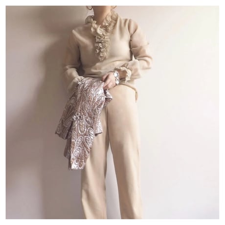 70s made in Ireland sheer ruffle blouse