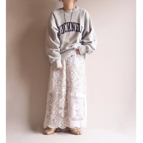 original remake lace patchwork maxi skirt (WH)