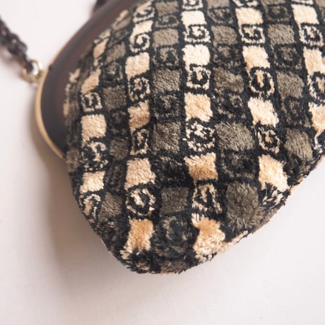 60〜70s dark brown chain × velvet bag