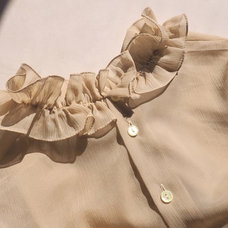 70s made in Ireland sheer ruffle blouse