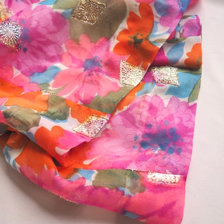 70s ”Adelaar" floral metallic easy wide pants