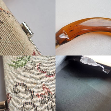 60s "DOVER" amber handle floral tapestry bag