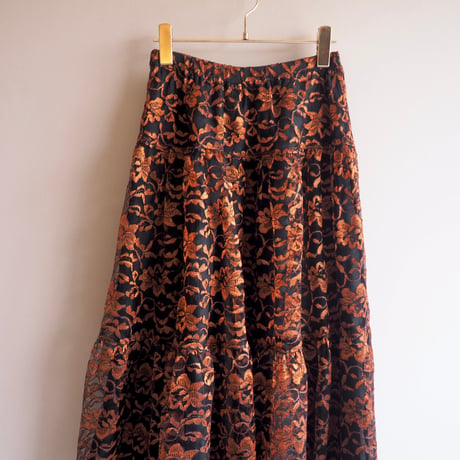 90s "Carole Little Sport" lace tiered midi skirt