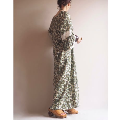 60〜70s "Lady Lewis" lace floral maxi dress