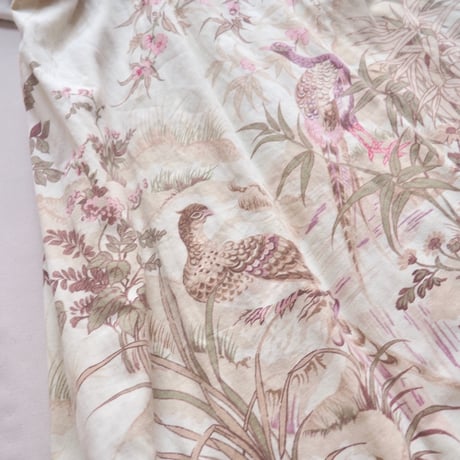 70s floral velvet × cotton midi dress