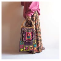 70〜80s plastic handle granny knit bag