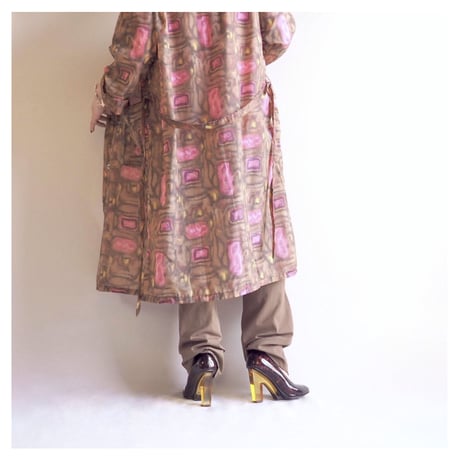60〜70s abstract semi sheer nylon coat