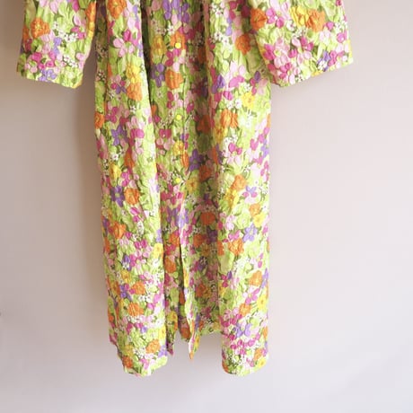 70s floral embossed house coat