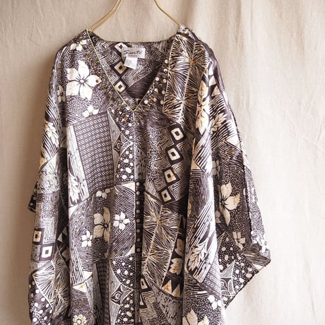 vintage satin ethnic kaftan maxi dress