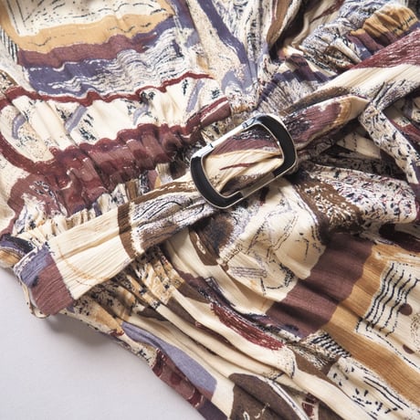 vintage abstract print s/s maxi dress