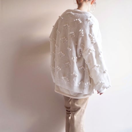 vintage popcorn oversized design cardigan