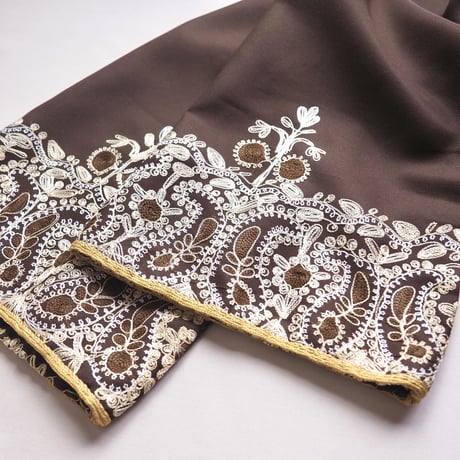 70s brown embroidered kaftan dress